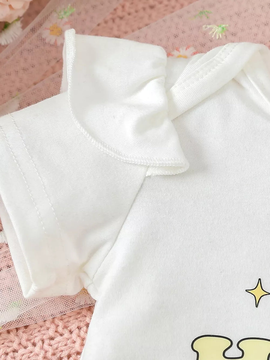 Children's Ruffled Short Sleeve Bodysuit And Shorts Set option 4