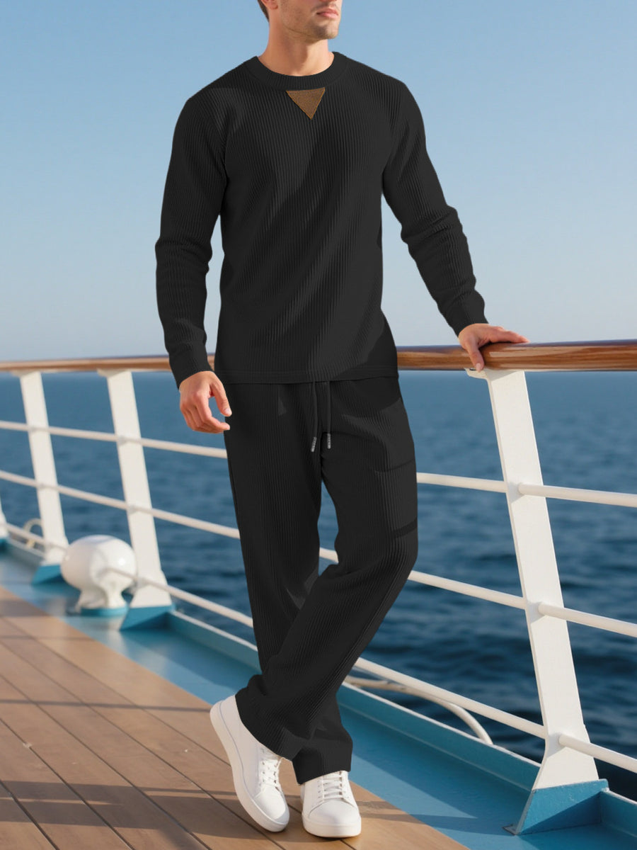 Army Green relaxed pajama set with crew neck