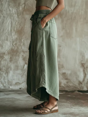 100% polyester Care instructions: Machine wash cold cargo pants in Khaki with wide-leg silhouette