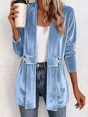 classic cardigan in Dark Blue with shawl lapel