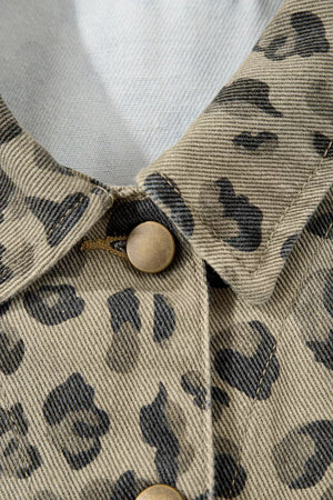 khaki denim jacket with pocketed and long sleeve