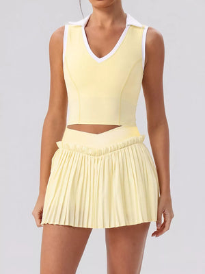 activewear in light yellow featuring pleated and fitted fit