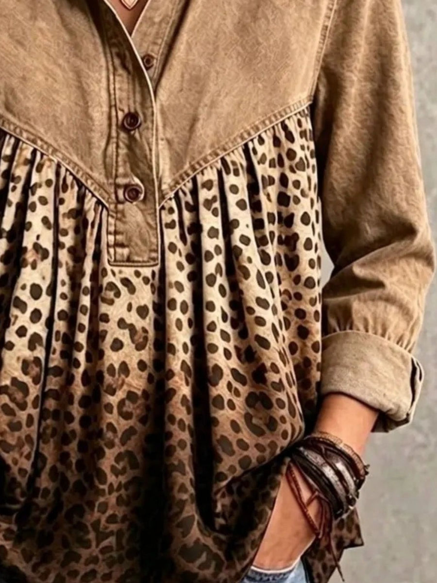 bohemian blouse in Light Blue with collared