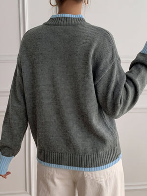 classic crewneck sweater in light blue with crew neck