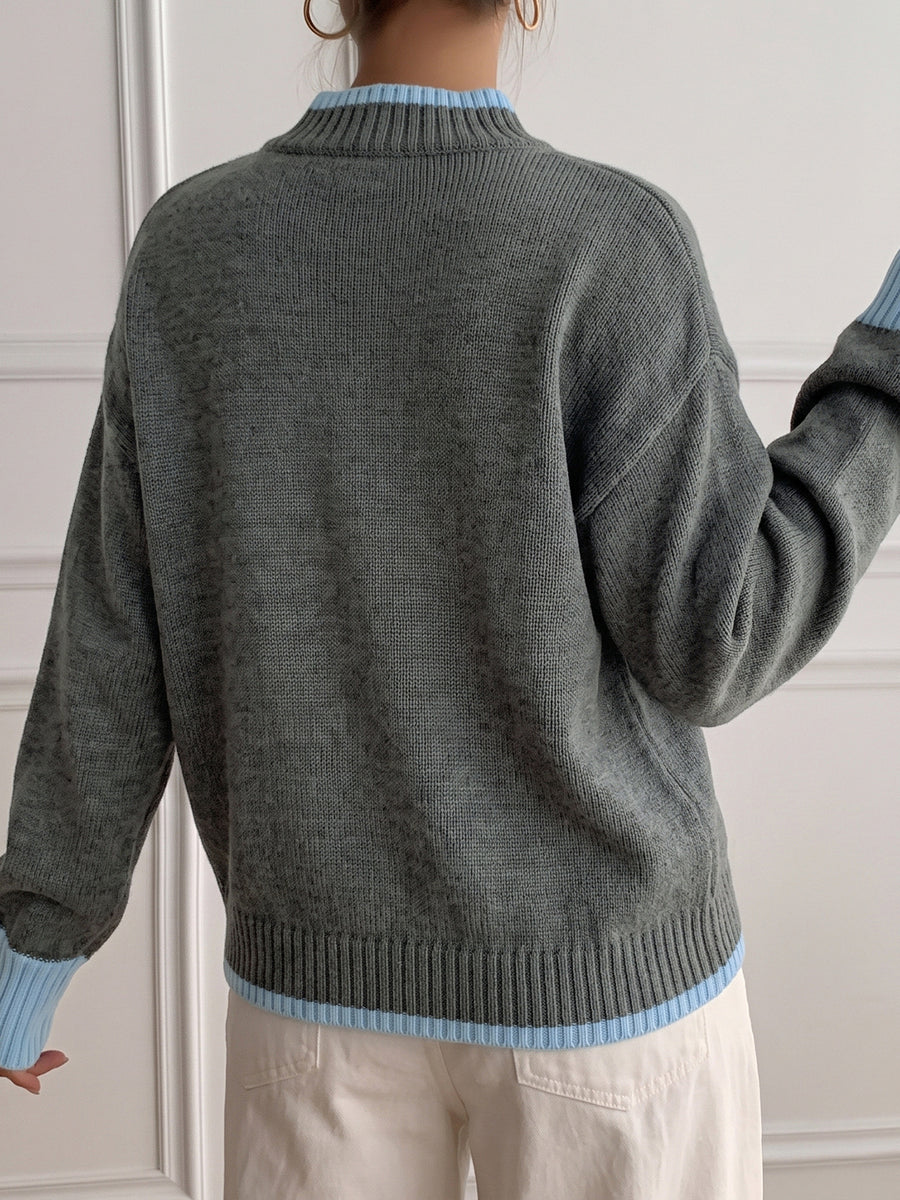 classic crewneck sweater in light blue with crew neck