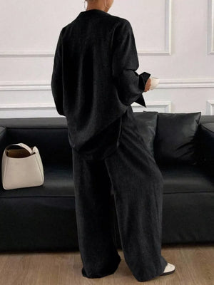 Button-down Long-sleeve Pants in Khaki
