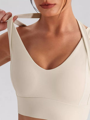 athleisure activewear set in Black with v-neck