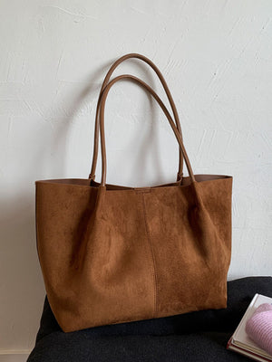 Suede Imported Size & tote in Brown with relaxed silhouette