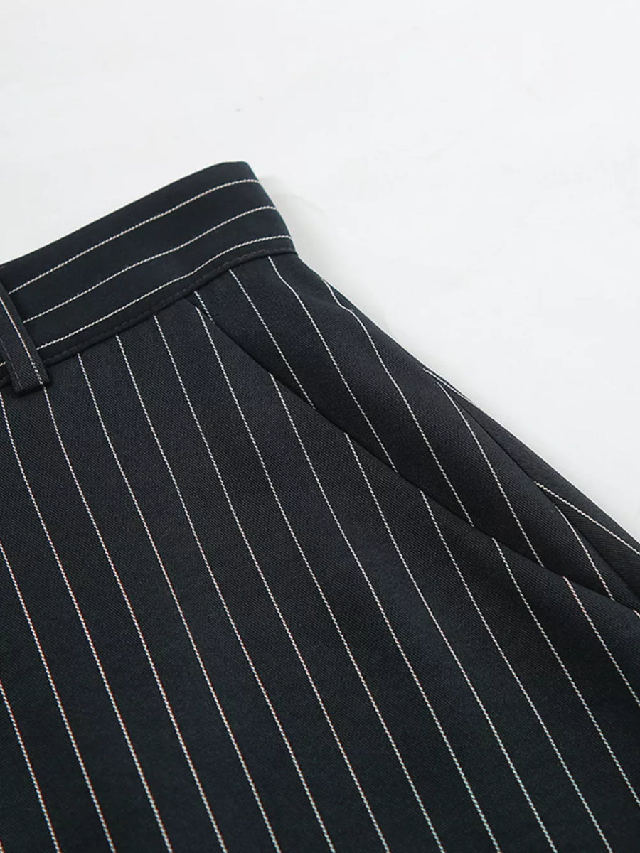 Stripes maxi skirt with side-zip and striped