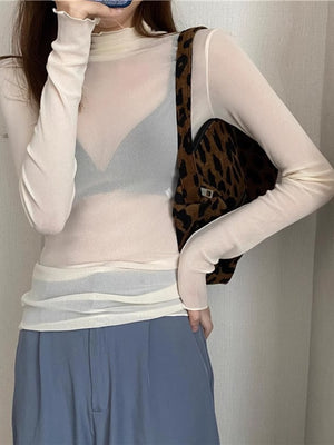 White slim t-shirt with turtleneck