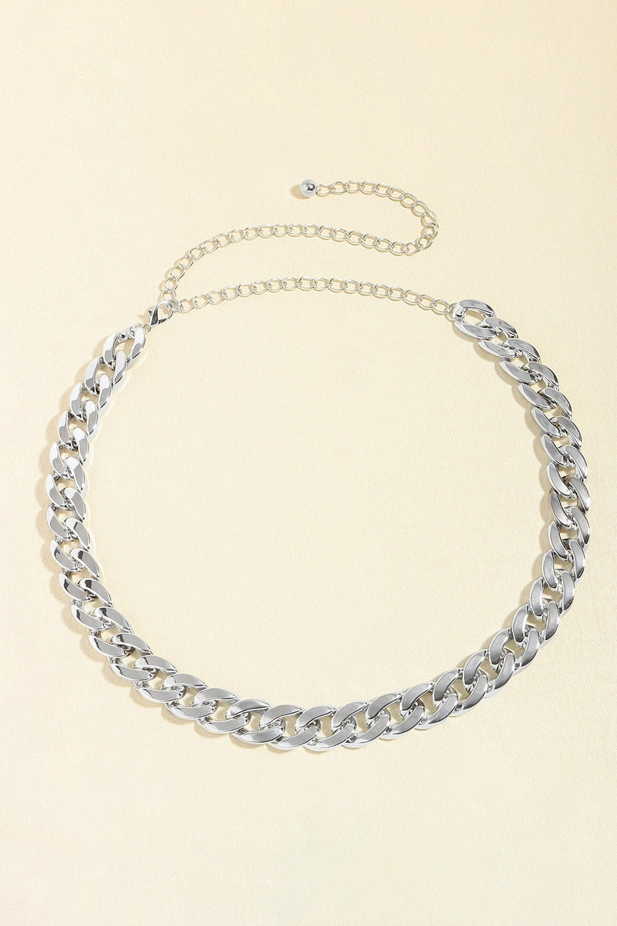 Silver chunky curb chain belt with adjustable extender