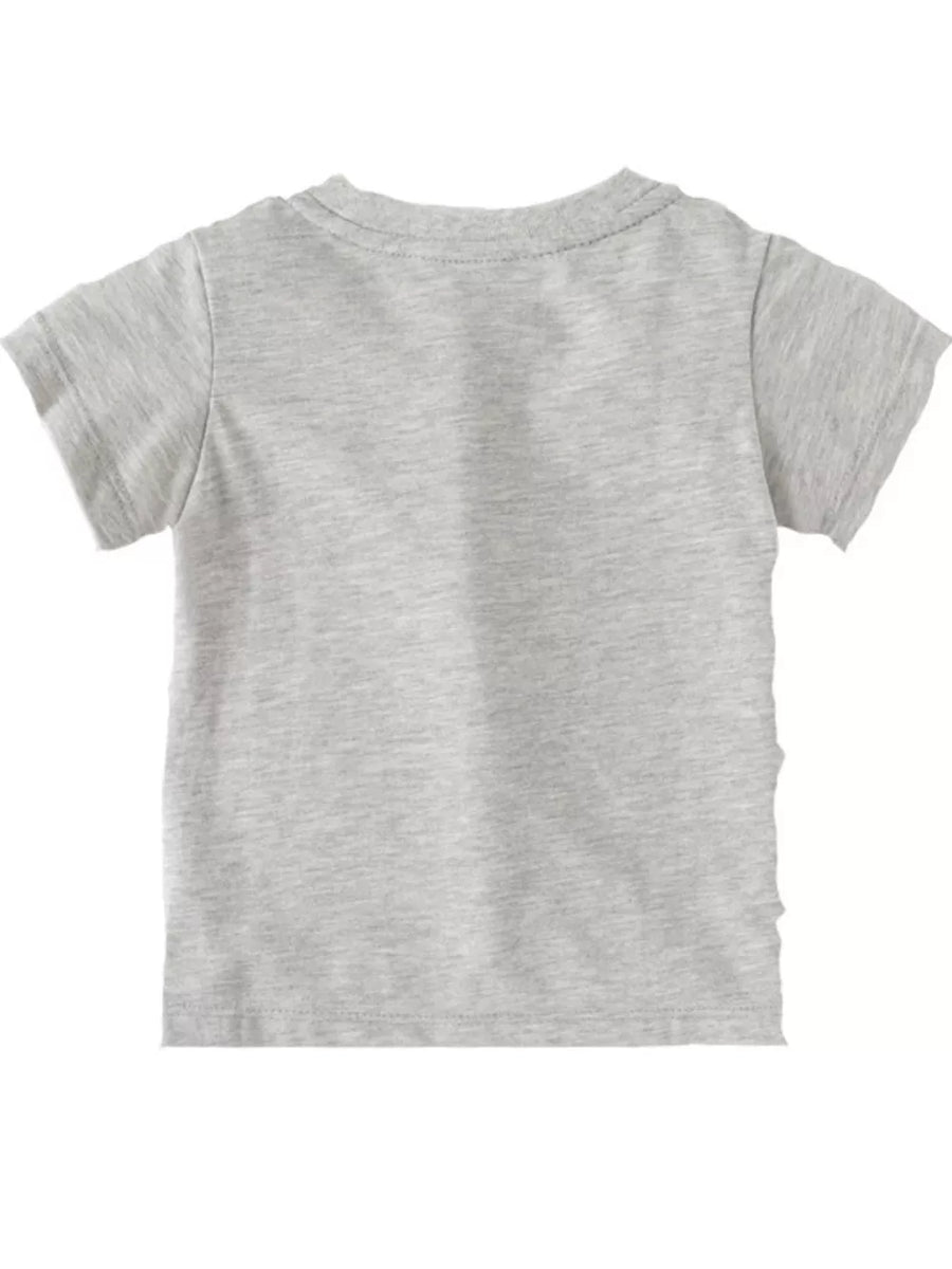 Baby t-shirt, grey, short sleeves, crew neck, plain back