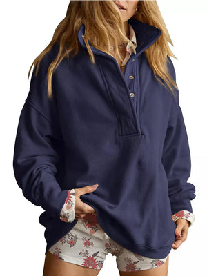 Sky Blue relaxed sweatshirt with henley