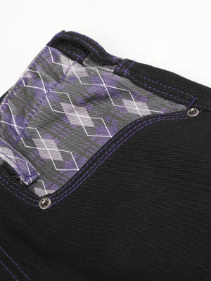 wide-leg jeans in purple with pocketed and full-length