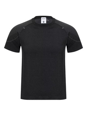 heather gray t-shirt with hip-length and pullover