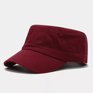 Solid Color Military Style Cadet Hat in Blue with brim