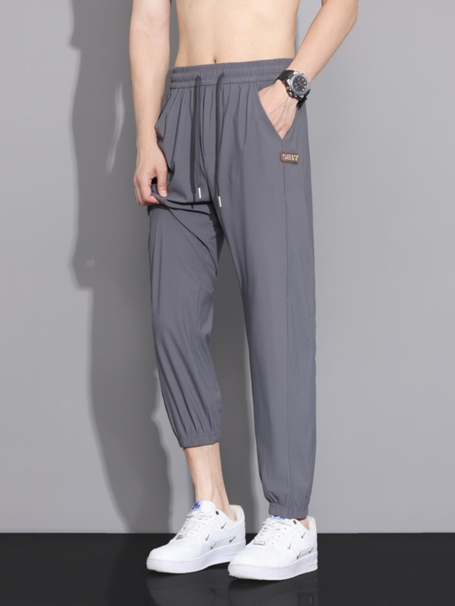 Dark Gray joggers with full-length and drawstring