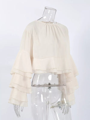 ivory relaxed blouse with round neck