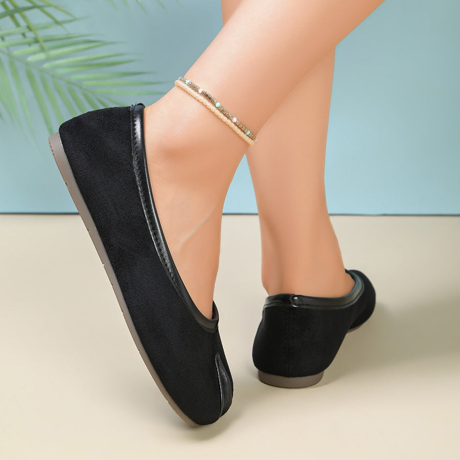 Fabric Split-Toe Slip-Ons in Black with split-toe