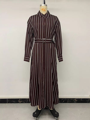 classic shirt dress in Brown with collared