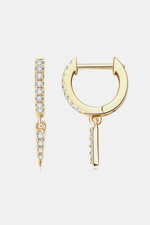 Gold pavé spike huggie earrings with dangling spike charm.