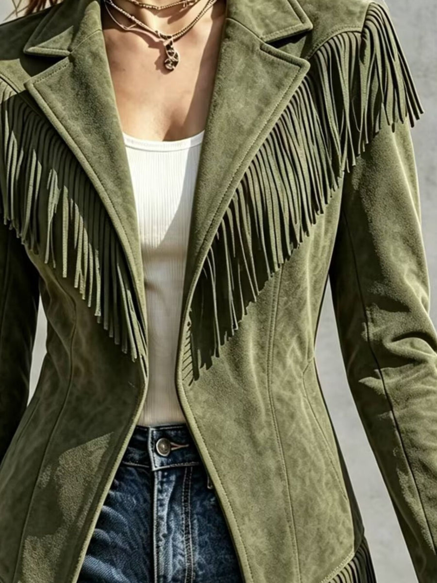 camel fitted jacket with notch lapel