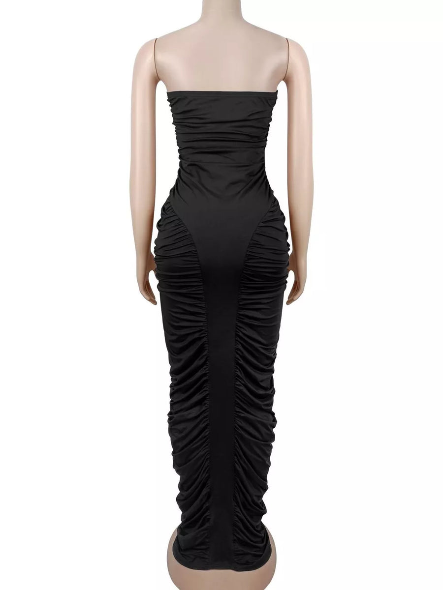 glam bodycon dress in Black with strapless
