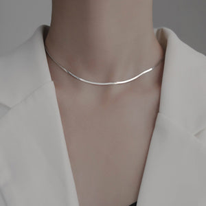 silver necklace with collar length and lobster clasp