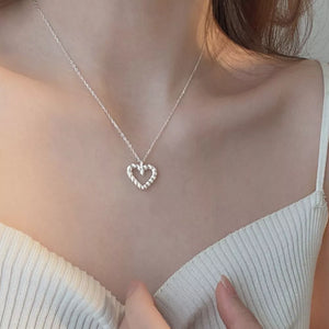 925 Sterling Silver Heart Necklace in Silver