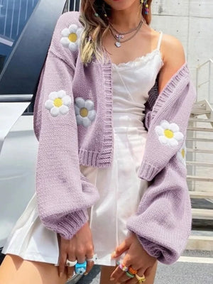 Gum Leaf cardigan with cropped and open-front