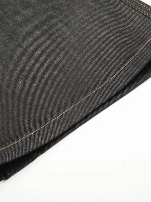 Men S High-waisted Wide-leg Jeans in dark wash denim with buttoned
