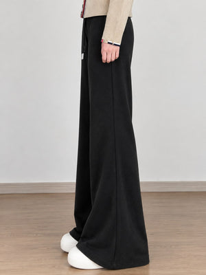 flare pants in Black-Fleece-lined Tall with drawstring waist and full-length