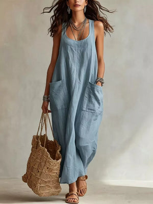 Brown maxi dress with maxi and pullover