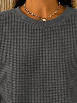 sweatshirt in Sky Blue with waffle knit and waffle-knit