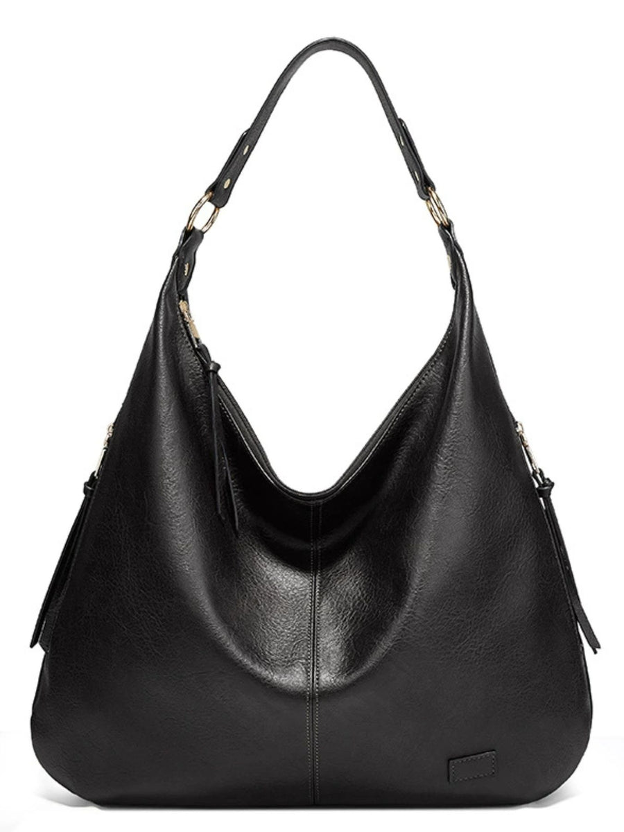 PU Leather Imported Size & shoulder bag in Green with slouchy silhouette