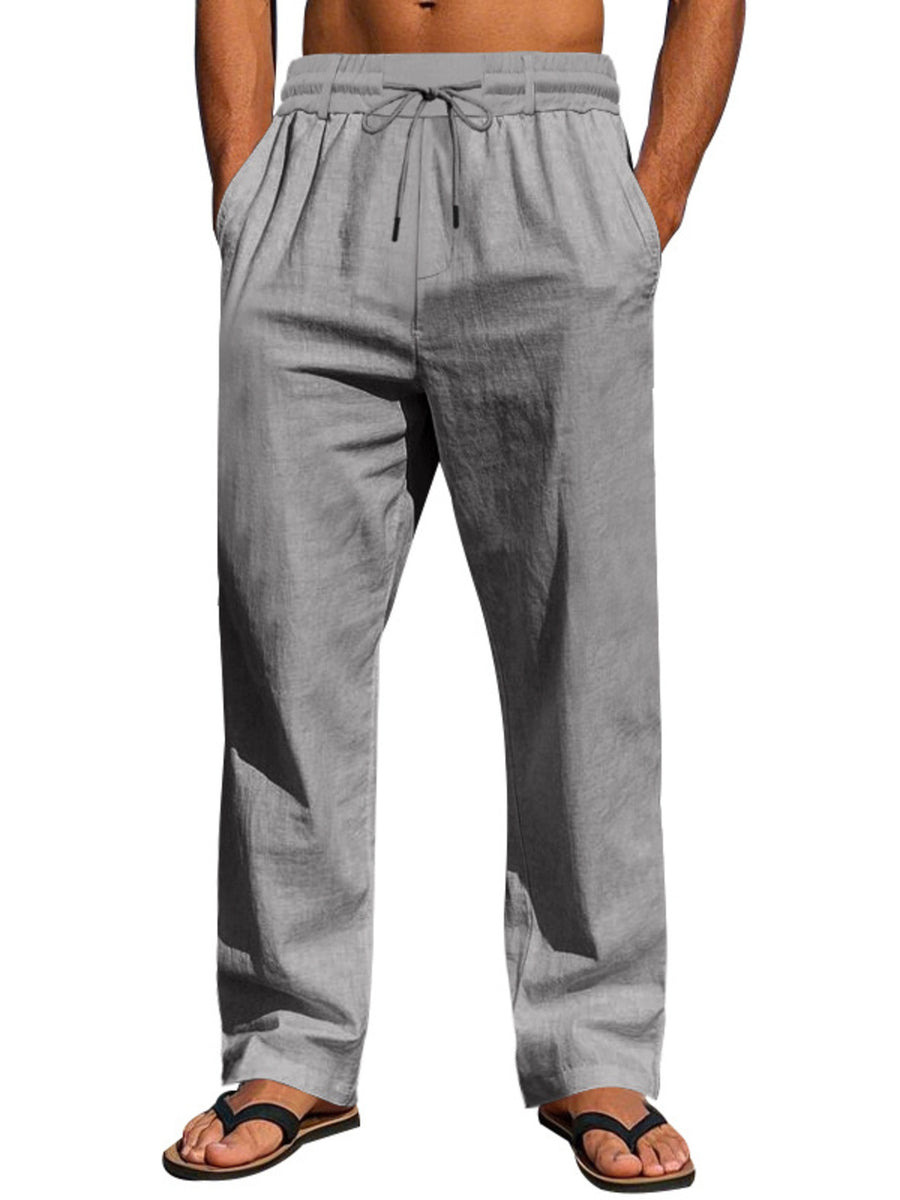Men's Loose Fit Drawstring Pants Plus Size in black with drawstring waist