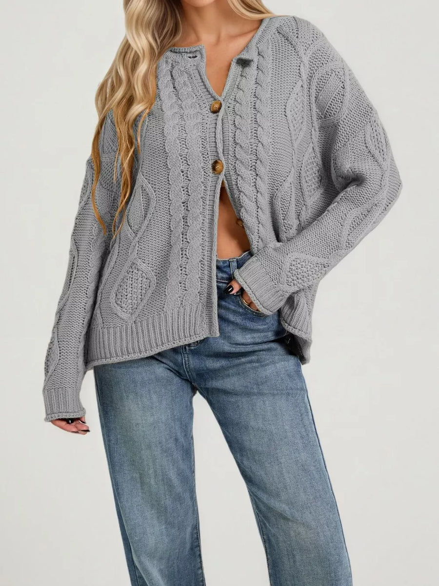 100% Acrylic Care instructions: Machine wash cold cardigan in Apricot with relaxed silhouette