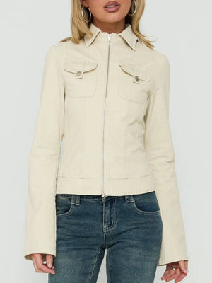 Coffee Brown slim jacket with collared