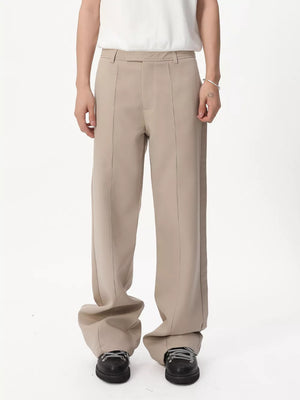 Apricot wide-leg sweatpants with front seam detail and adjustable waist