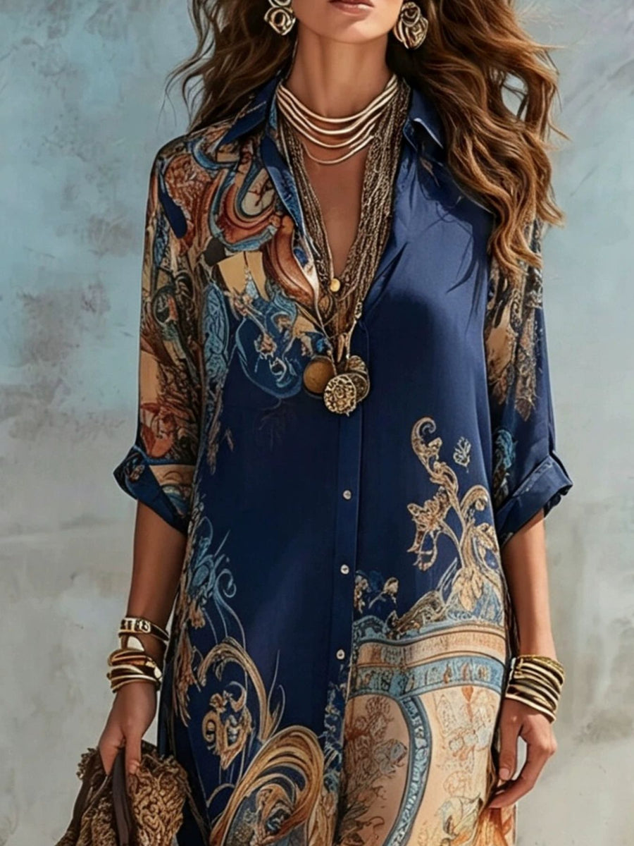 sky blue relaxed shirt dress with collared