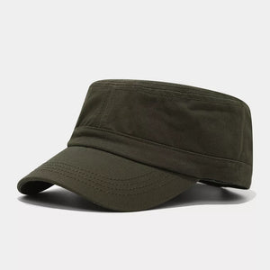 Solid Color Military Style Cadet Hat in Wine Red with brim