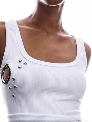 Rose Red fitted tank top with scoop neck