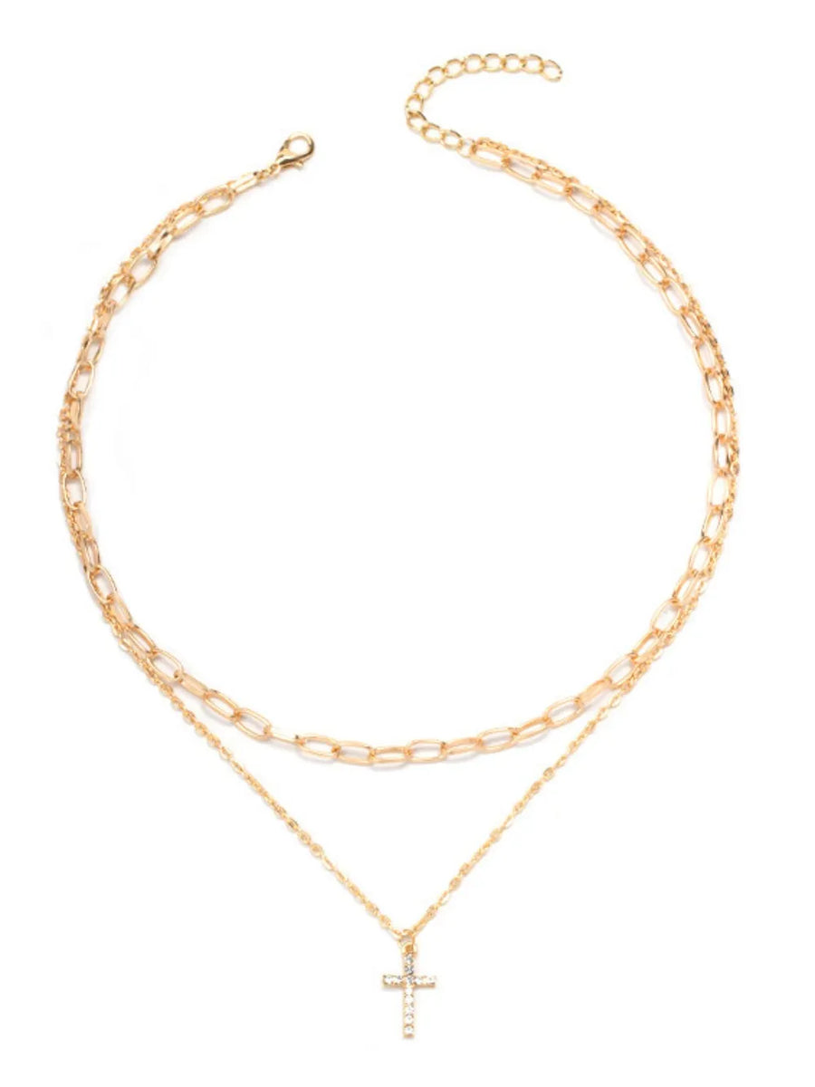 gold necklace with choker length and clasp