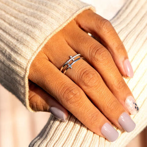 18K Rose Gold-Plated,18K Gold-Plated,925 sterling silver,Zircon Care instruction ring in Rose Gold with fitted silhouette