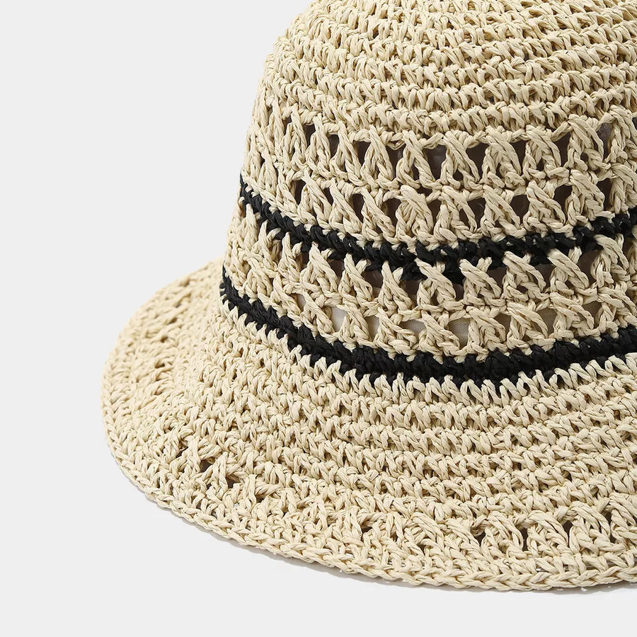 straw weaving Imported Size & hat in Beige with bucket silhouette