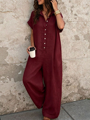Black relaxed jumpsuit with collared