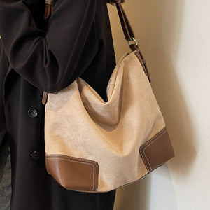 handbag in Black with patchwork and patchwork construction