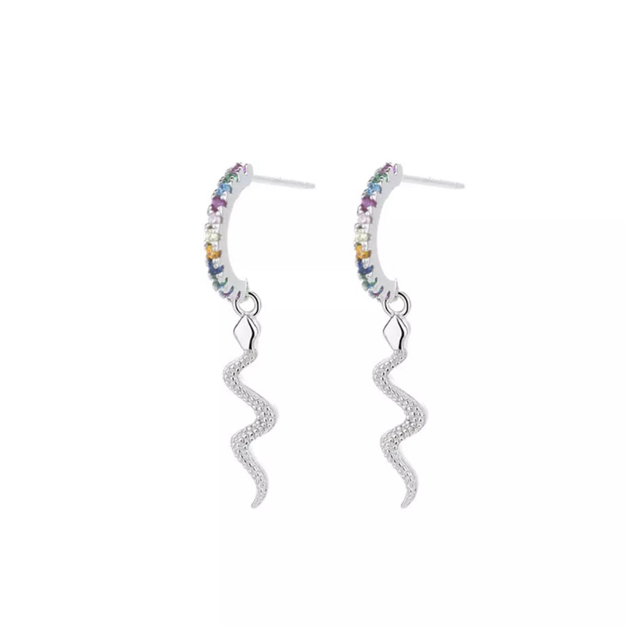 earrings featuring geometric in Silver with Platinum-Plated,925 sterling silver,Zircon Care instructions: Avoid wearing duri