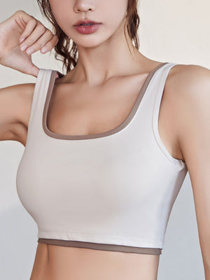 sports bra in Eggshell with non-removable padding and cropped