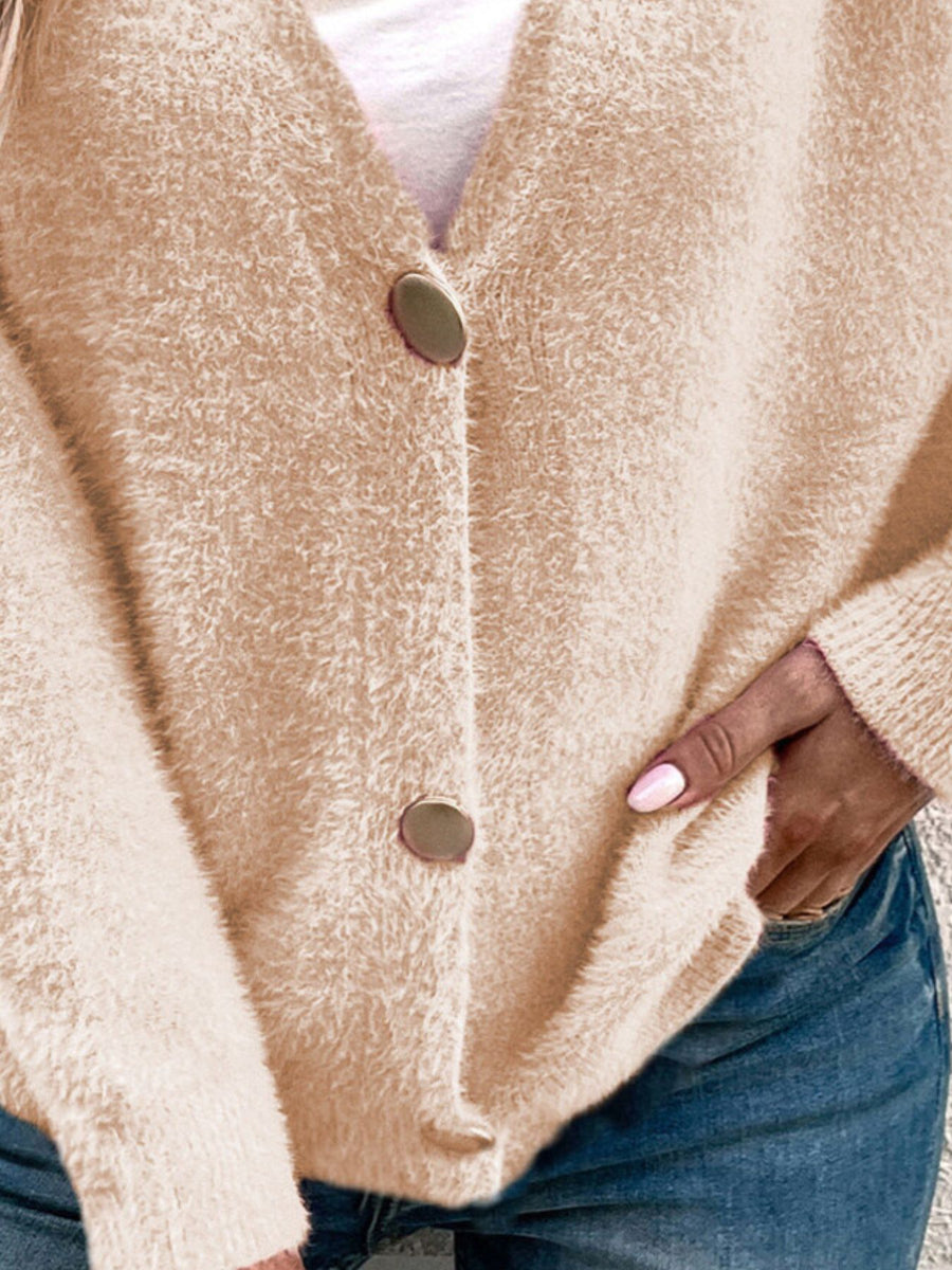 Apricot cardigan with stretchy and long sleeve